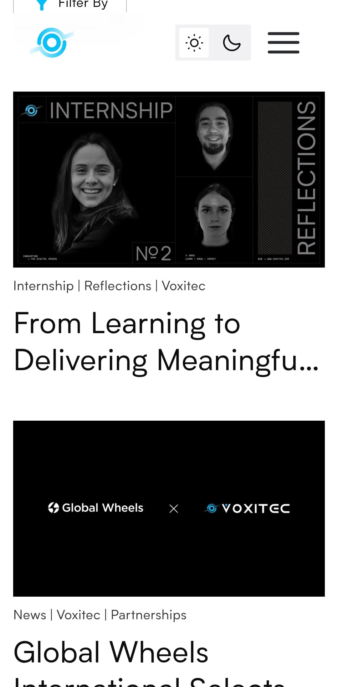 Blog page - articles