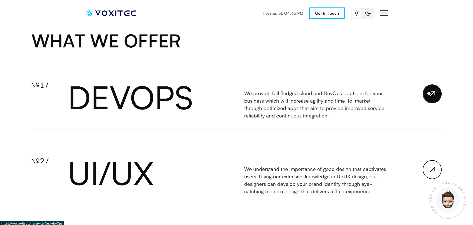 Home page hero section - light mode